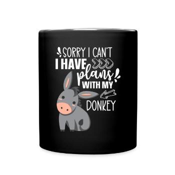 Can't I have plans with my donkey animal cute - Full Colour Mug - black - Front