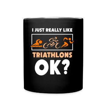 J’aime beaucoup les triathlons sport triathlon - Mug uni - noir - Devant