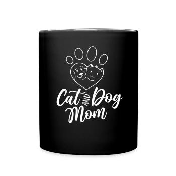 Cat and Dog Mom Cat Lovers Dogs - Full Colour Mug - black - Front