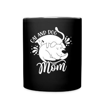 Cat and Dog Mom Lovers Cats Dogs - Full Colour Mug - black - Front