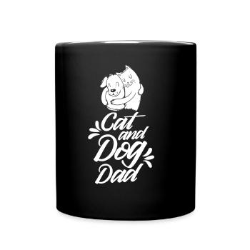 Cat and Dog Papa Dogs Lovers Cats - Full Colour Mug - black - Front