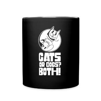 Chats ou chiens à la fois amoureux des chiens chat - Mug uni - noir - Devant