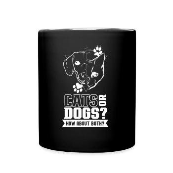 Cats or dogs how about both cats - Full Colour Mug - black - Front