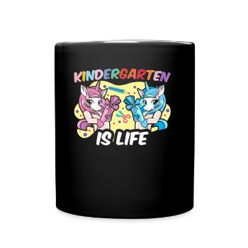Kindergarten is Life sayings sweet kids humor - Full Colour Mug - black - Front