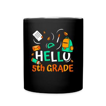 Hallo 5. Klasse Fünftklässler 5 Klasse Fünfte - Tasse einfarbig - Schwarz - Vorne