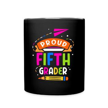 Proud fifth grader, fifth grade, 5th grade - Full Colour Mug - black - Front