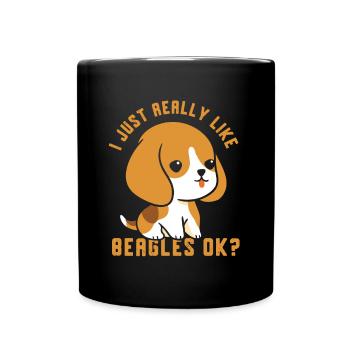 J’aime juste les beagles très ok chiot chien beagle - Mug uni - noir - Devant