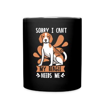 Kann Nicht Mein Beagle Braucht Mich Beagles Hund - Tasse einfarbig - Schwarz - Vorne
