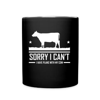 Can't I have plans with my cow animals - Full Colour Mug - black - Front