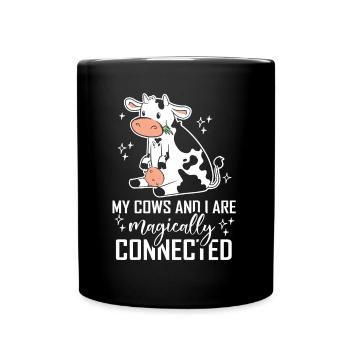 My cows and I are magically connected animals - Full Colour Mug - black - Front