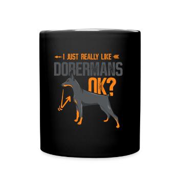 J’aime les dobermans juste beaucoup les chiens Doberman - Mug uni - noir - Devant
