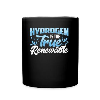 Hydrogen is the true renewable energy - Full Colour Mug - black - Front