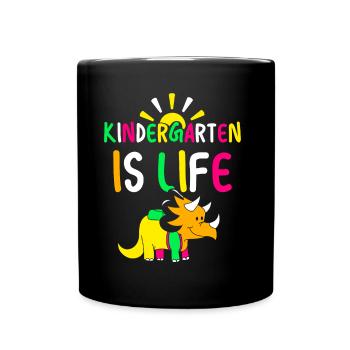 Kindergarten Is Life Cute Sayings Kids Humor - Full Colour Mug - black - Front