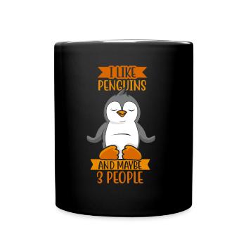 J’aime les pingouins et peut-être 3 personnes animaux - Mug uni - noir - Devant
