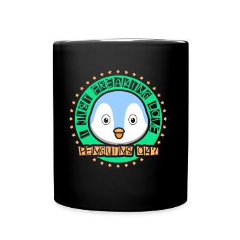 I love penguins just ok cute animal penguin - Full Colour Mug - black - Front