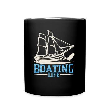 Boating Life Yacht Sailboat Boat Ship - Full Colour Mug - black - Front