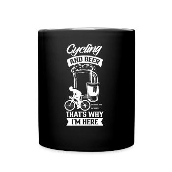 Radfahren Und Bier Deshalb Bin Ich Hier Fahrrad - Tasse einfarbig - Schwarz - Vorne