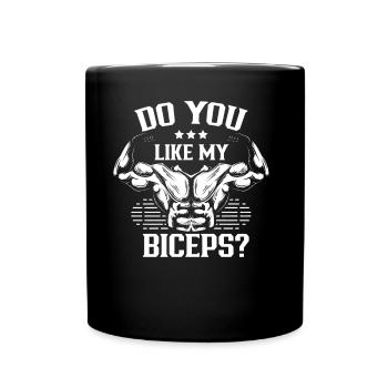 Aimez-vous mes biceps boucles dictons muscles - Mug uni - noir - Devant