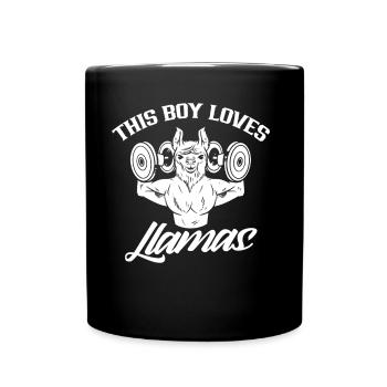 Ce garçon aime les lamas Lama Lama Dictons Animal - Mug uni - noir - Devant