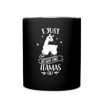 J’aime beaucoup les lamas llama llama l’animal lama - Mug uni - noir - Devant