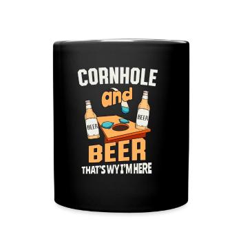 Cornhole and beer That's why I'm here fun - Full Colour Mug - black - Front
