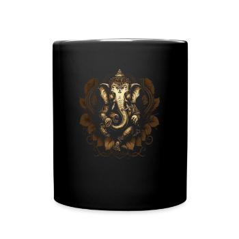 Ganesh Hindu Ganesha Elephant Spiritual - Full Colour Mug - black - Front