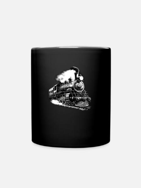 Vintage Steam Locomotive Train Railway Lover - Mug uni - noir