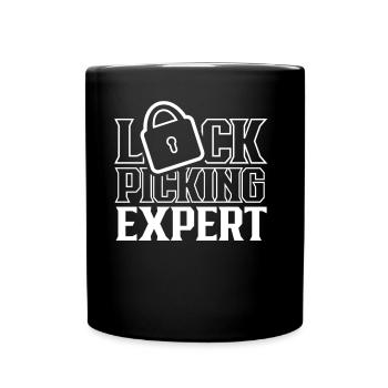 Lockpicking Experte Lock Picking Knacken Schloss - Tasse einfarbig - Schwarz - Vorne