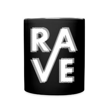 Rave Art Fuzzy-Design, zum Rave EDM Techno House - Tasse einfarbig - Schwarz - Vorne
