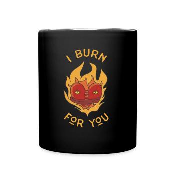 Burning Heart Badge Vintage Tattoo Art - Full Colour Mug - black - Front