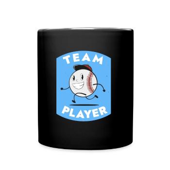 Logo rétro du dessin animé du joueur de baseball - Mug uni - noir - Devant