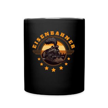 Eisenbahner Dampflok Eisenbahn Retro Liebhaber - Tasse einfarbig - Schwarz - Vorne