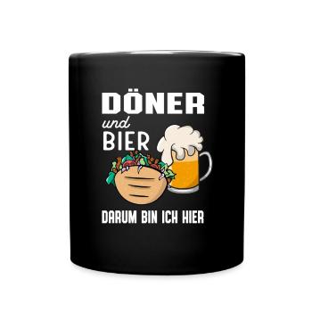 Döner Und Bier Lustiges Kebab Liebhaber - Tasse einfarbig - Schwarz - Vorne