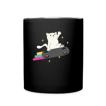 Lustige Skater Katze Skateboard Skateboarding - Tasse einfarbig - Schwarz - Vorne