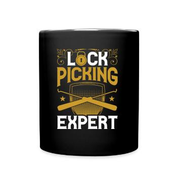 Lockpicking Experte Schloss Lock Picking Knacken - Tasse einfarbig - Schwarz - Vorne
