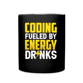 Programming with Energydrinks Coding Code Coder - Full Colour Mug - black - Front