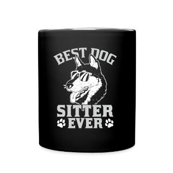 Meilleur gardien de chien jamais assis de chien - Mug uni - noir - Devant