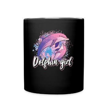 Dolphin Girl Lovers Dolphins Dolphins Dolphins - Full Colour Mug - black - Front