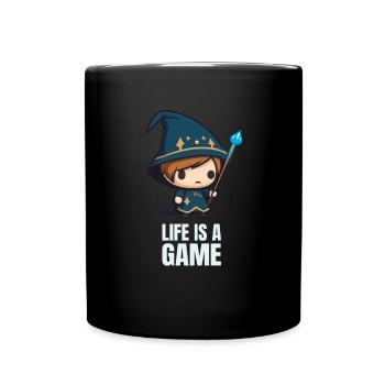 Das Leben Ist Ein Spiel RPG Chibi Zauberer Gamer - Tasse einfarbig - Schwarz - Vorne