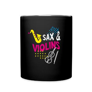 Sax & Violins Lustiges Musik Orchester Musiker - Tasse einfarbig - Schwarz - Vorne