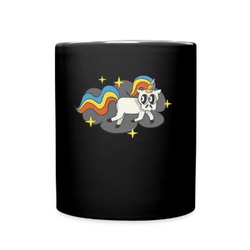 Einhorn Totenkopf Badge Funky Regenbogen - Tasse einfarbig - Schwarz - Vorne