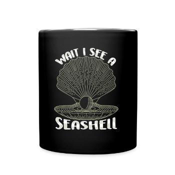 Wait I see a shell collecting shells - Full Colour Mug - black - Front