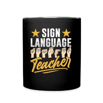Gebärdensprache Lehrer Gestik Gebärden Awareness - Tasse einfarbig - Schwarz - Vorne