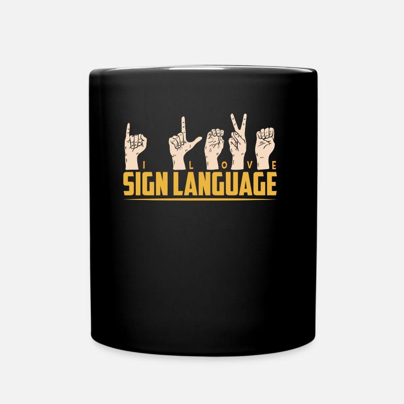 Ich Liebe Gebärdensprache Awareness Gebärden - Tasse einfarbig - Schwarz