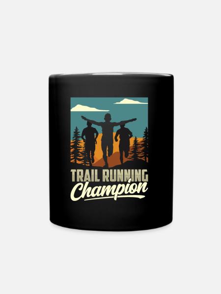 Trail Run Champion Running Runner Traillauf - Tasse einfarbig - Schwarz