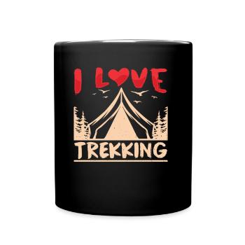 Ich Liebe Trekking Wanderung Wandern Wanderer - Tasse einfarbig - Schwarz - Vorne