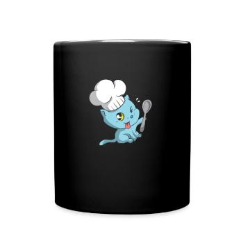 Mignon Kawaii Chef Chaton Drôle Chef - Mug uni - noir - Devant