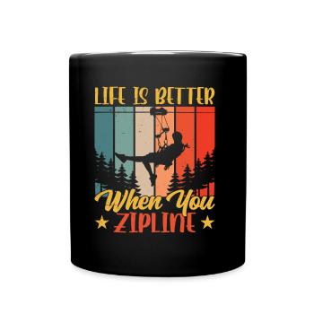 Life is better when you zipline sports - Full Colour Mug - black - Front