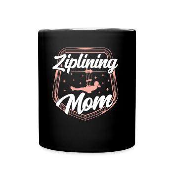 Ziplining Mama Sprüche Zipline Seilrutsche Sport - Tasse einfarbig - Schwarz - Vorne