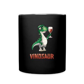 Vinosaurus Wine Drinker Dinosaur Funny T-Rex - Full Colour Mug - black - Front